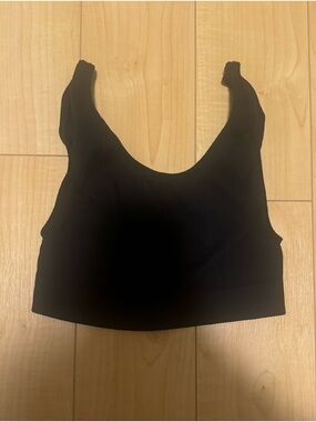 Sunday Best Black Ribbed Scoop Neck Crop Tank